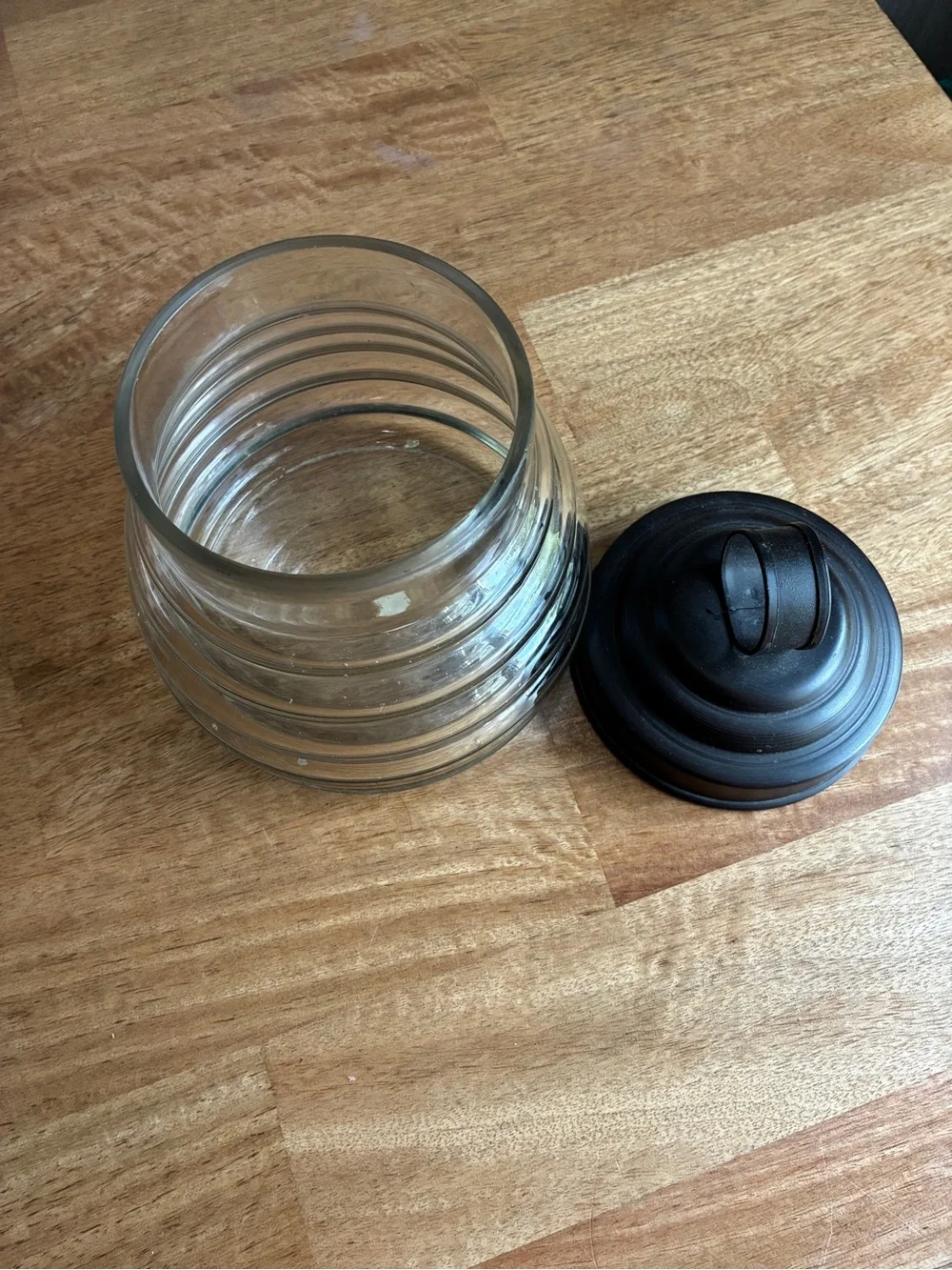 Glass Honey Jar with Black Metal Lid -7.5” x 5”